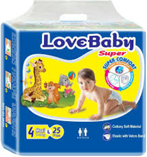 লাভ বেবি সুপার ডায়াপার ৪ মেক্সি বেল্ট এল ৭-১৮ কেজি (বাংলাদেশ) ২৫ টি এর ছবি